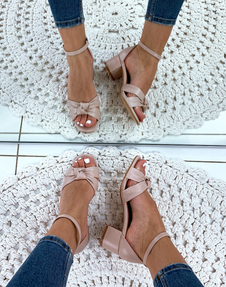 Pink sandals with tied straps
