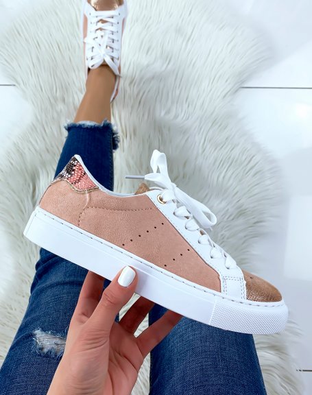 Pink sneakers with rosegold yoke