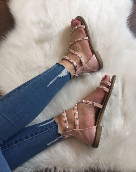 Pink studded and beaded sandals