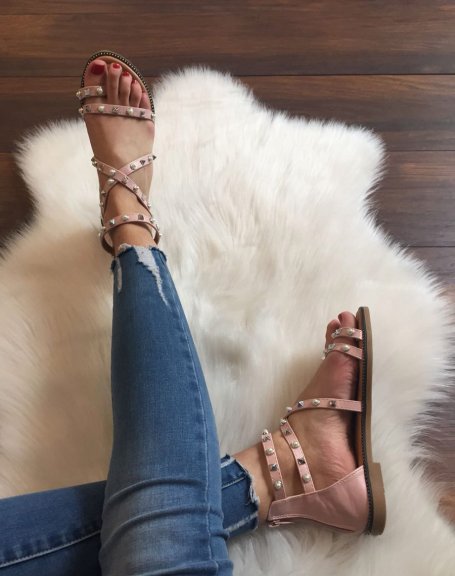 Pink studded and beaded sandals