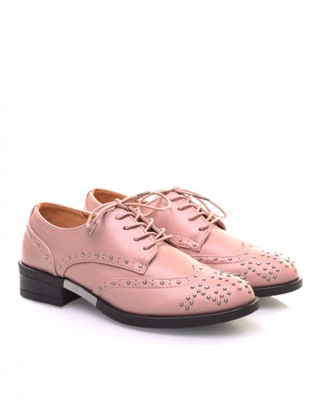 Pink studded derby shoes