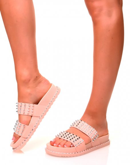 Pink studded sandals