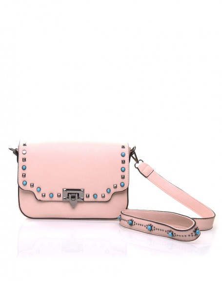 Pink studded shoulder bag