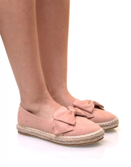 Pink suedette espadrilles with bow