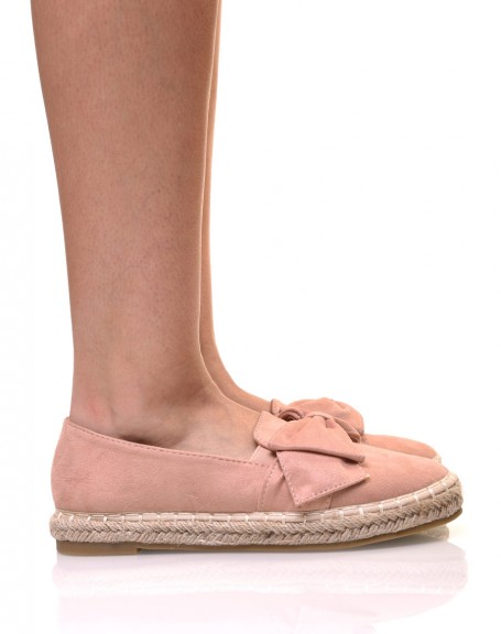 Pink suedette espadrilles with bow