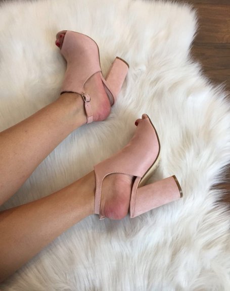 Pink suedette open toe sandals