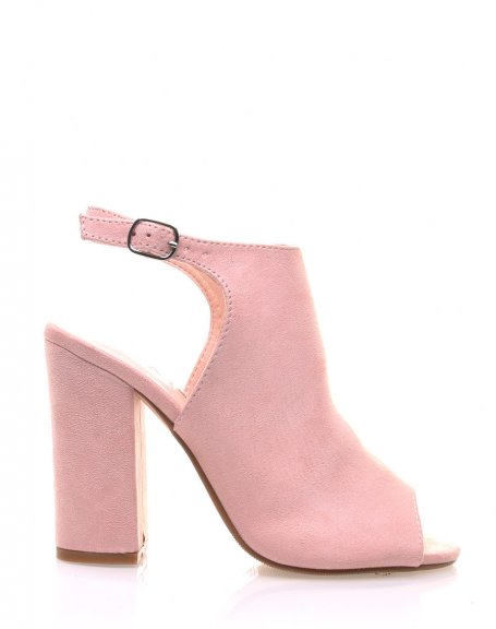 Pink suedette open toe sandals