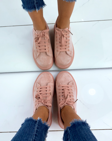 Pink suedette platform sneakers