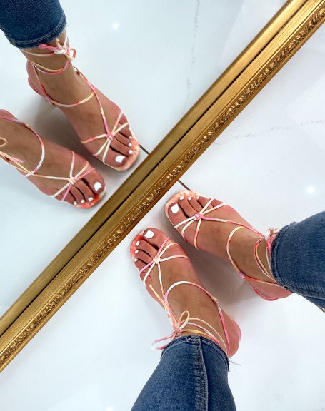 Pink tie-dye heeled sandal