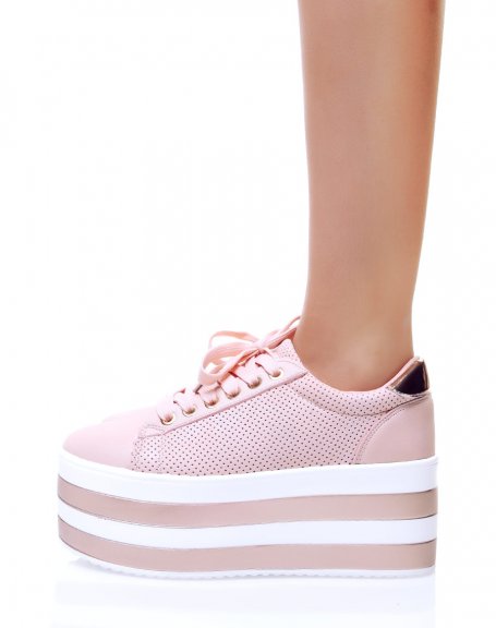 Pink wedge sneakers