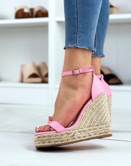 Pink wedges with square toe and high heel