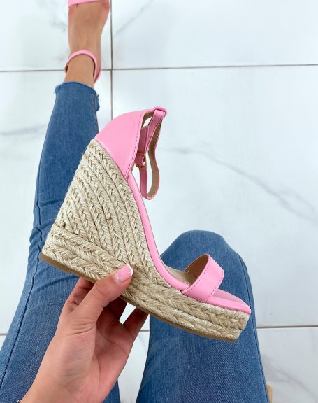 Pink wedges with square toe and high heel