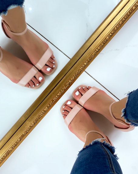 Powder pink mid-heel sandals