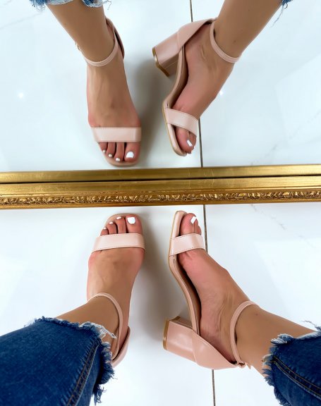 Powder pink mid-heel sandals
