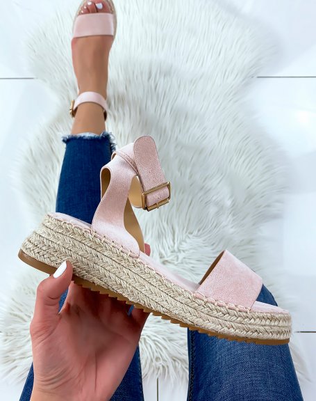 Powder pink suedette platform slippers