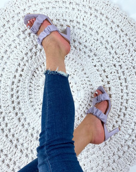 Purple faux leather heeled sandals