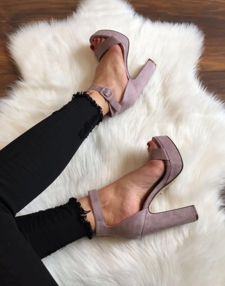 Purple suedette platform sandals