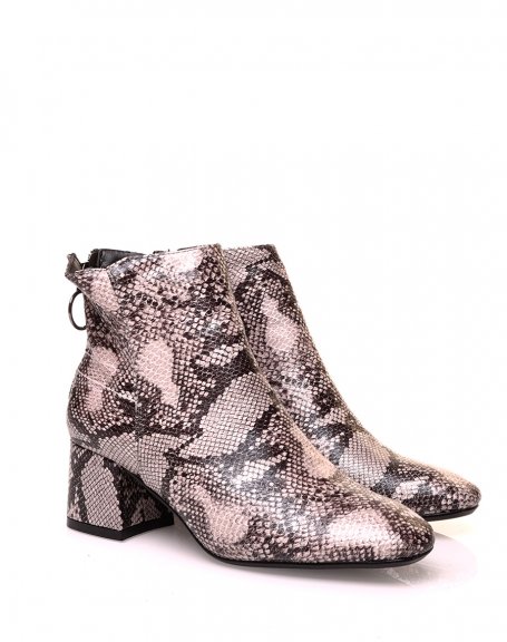 Python-effect heeled ankle boot