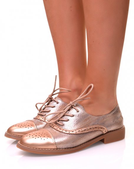 Python oxfords with rose gold reflections and yokes