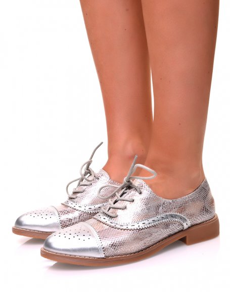 Python oxfords with silver highlights and yokes