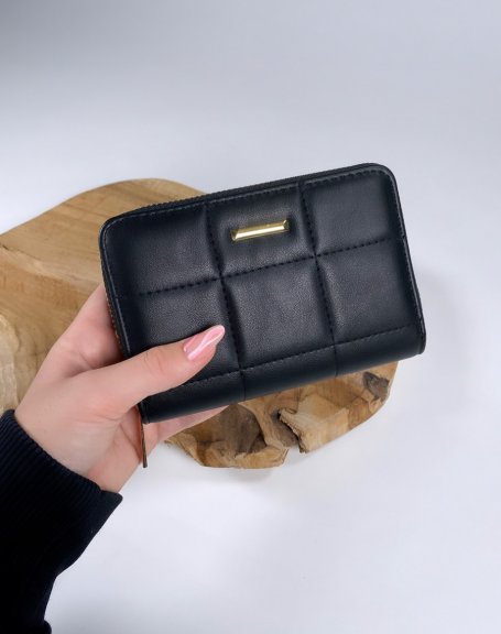 Quilted black coin purse