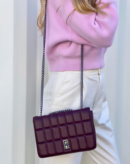 Quilted burgundy handbag