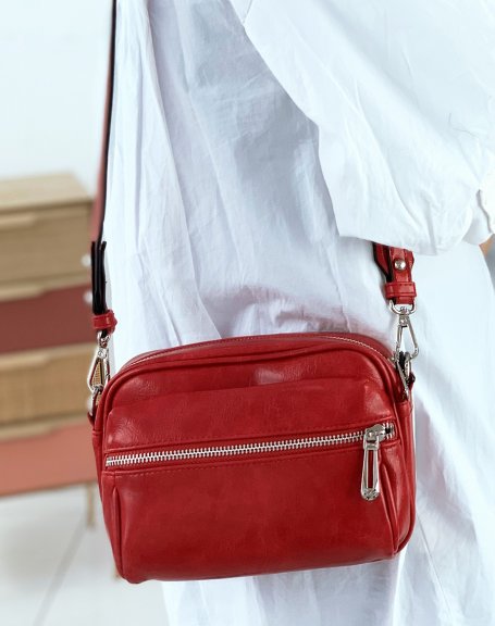 Red crossbody pouch with front pocket