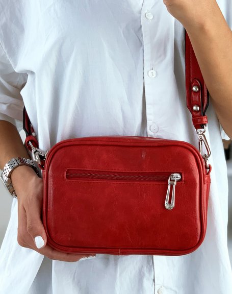 Red crossbody pouch with front pocket