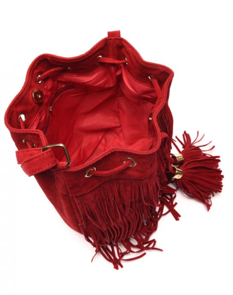 Red fringed purse handbag