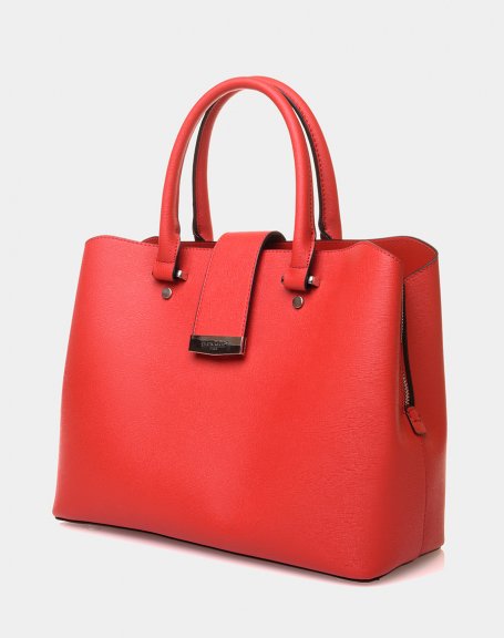 Red handbag with loving strap