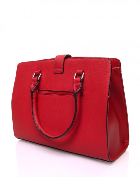 Red pearl handbag with small round studs
