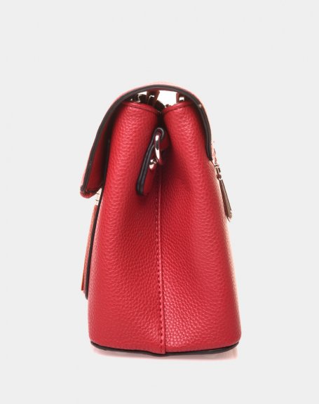 Red pom-pom shoulder bag