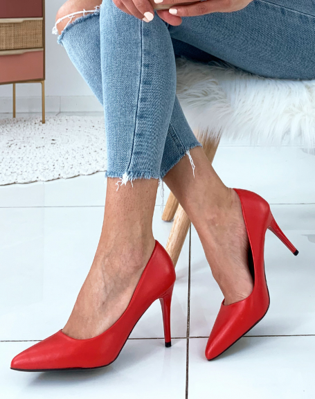 Red pumps with stiletto heels