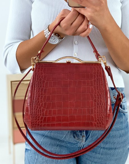 Red retro wallet style handbag