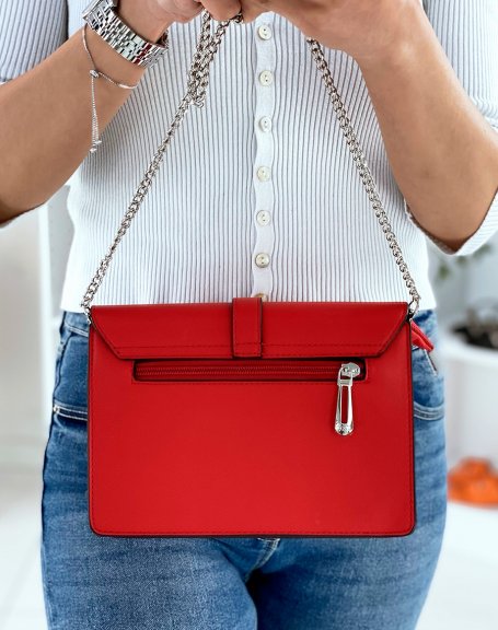 Red shoulder bag with silver detail