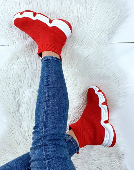 Red sock sneakers