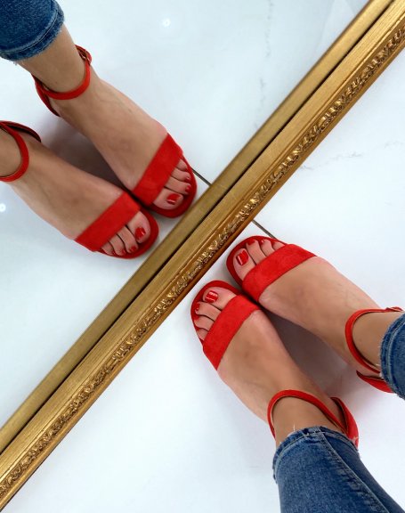 Red suedette low heel sandal