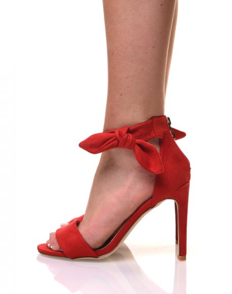 Red suedette open toe sandals
