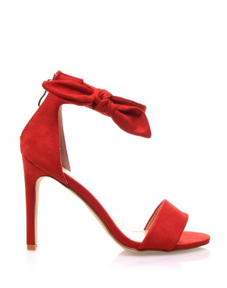 Red suedette open toe sandals