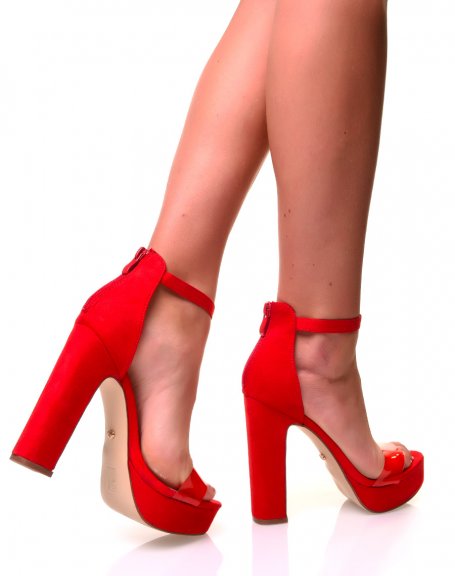 Red suedette platform sandals