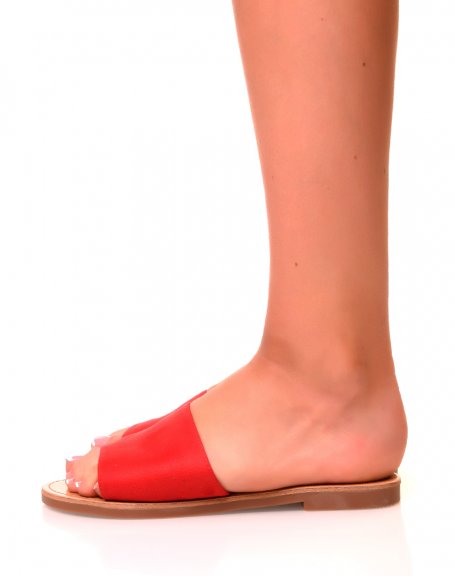 Red suedette sandals with wide straps