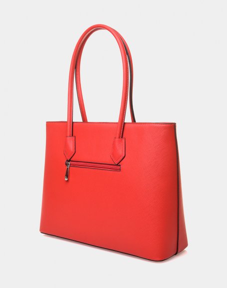 Red tote handbag