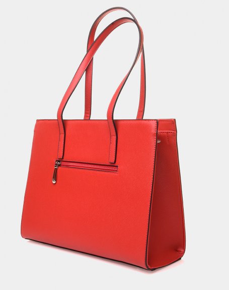 Red tote handbag