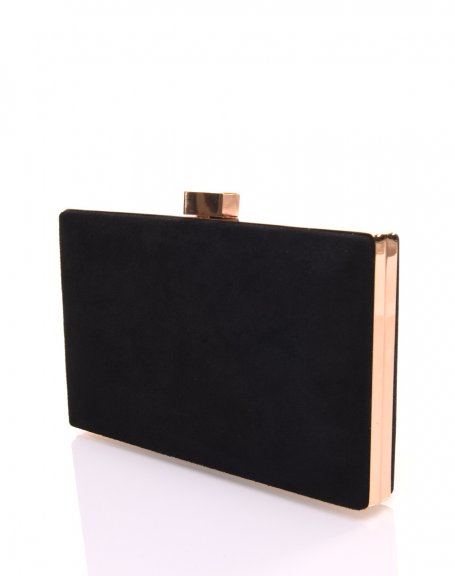 Rigid pouch in black sequins and gold details
