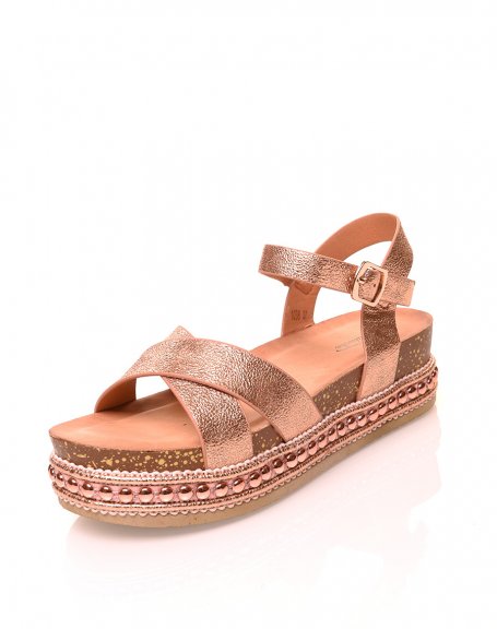 Rose gold wedge sandals