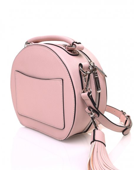 Round rigid shoulder bag type pale pink briefcase