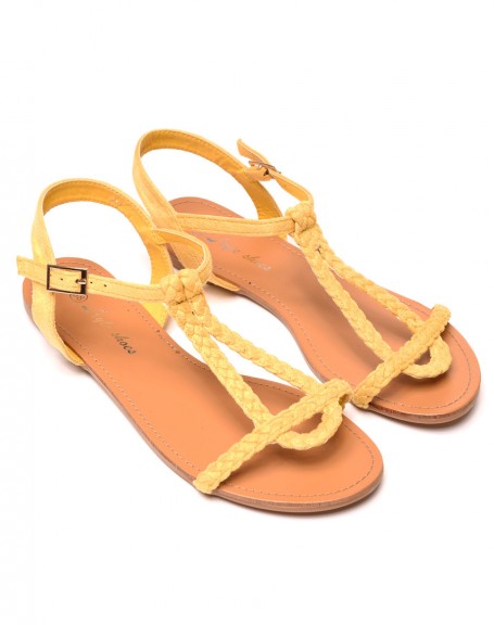 Sandal / bare feet braided yellow