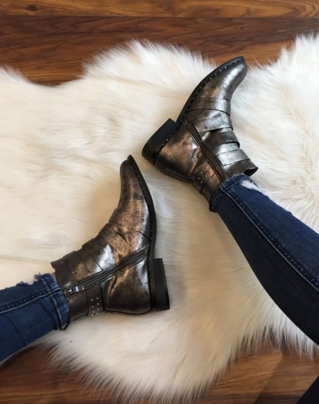 Silver ankle boots with straps