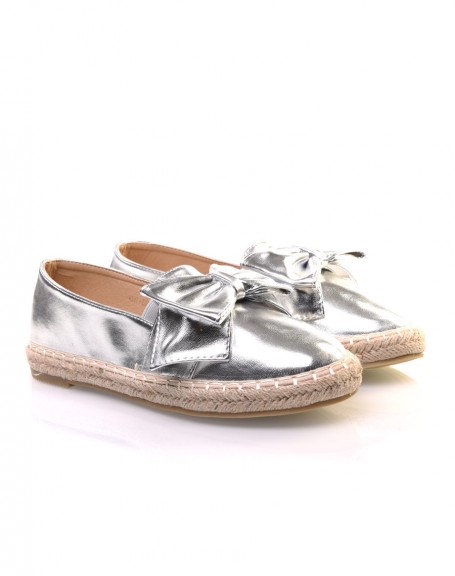Silver espadrilles with bow