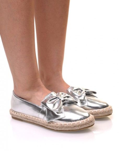 Silver espadrilles with bow